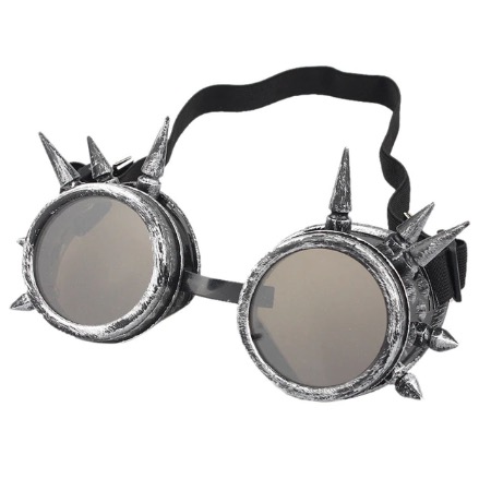 Steampunk bril 220, zilver met spikes