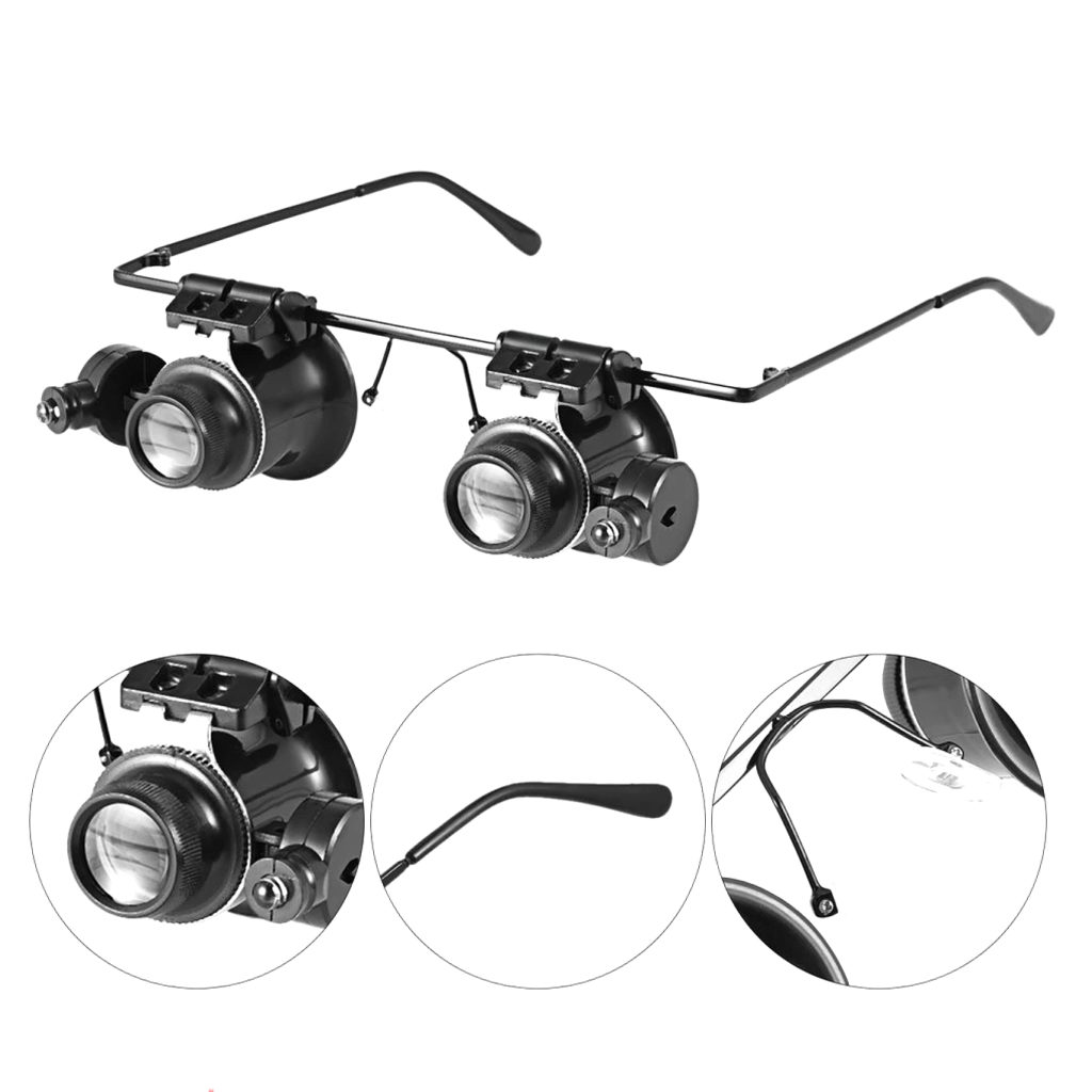 Steampunk juweliers vergrootglas bril met verstelbare LED lichtjes