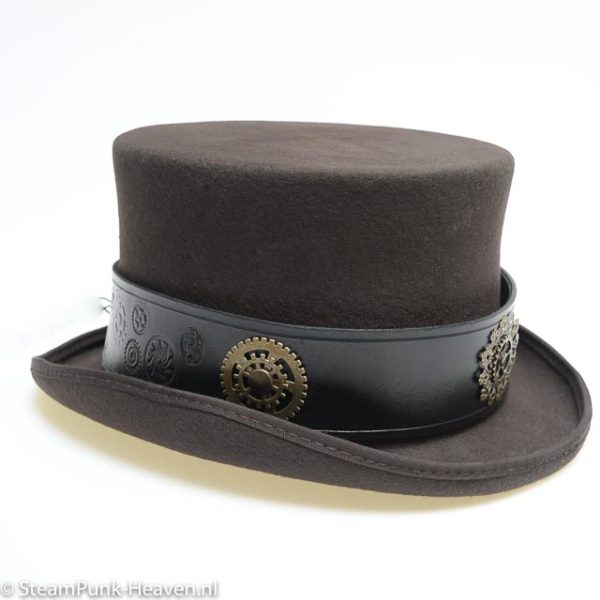 Steampunk lederen hoedenband Black Gear - Afbeelding 3