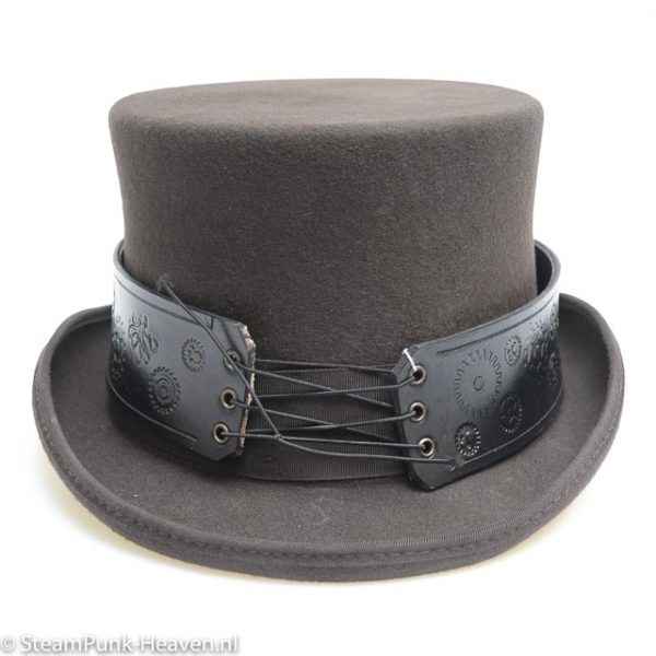 Steampunk lederen hoedenband Black Gear - Afbeelding 2