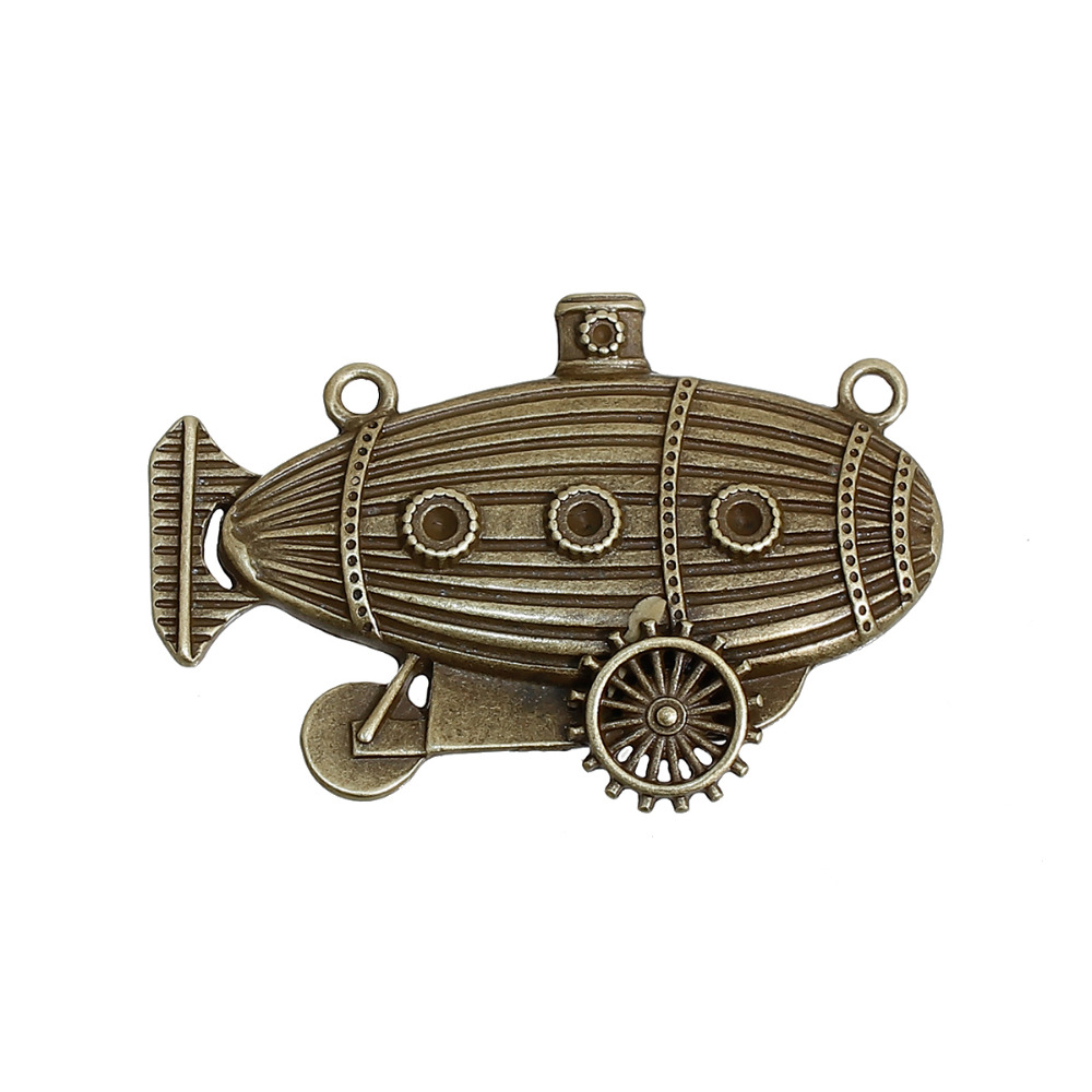 Steampunk kettinghanger luchtschip, set van 2 stuks