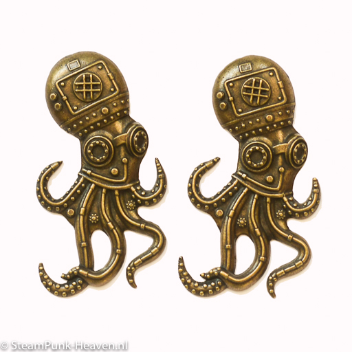 Steampunk octopus Franklin, set van 2 stuks