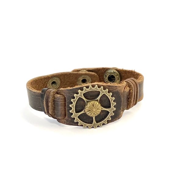 Steampunk leren armband 118