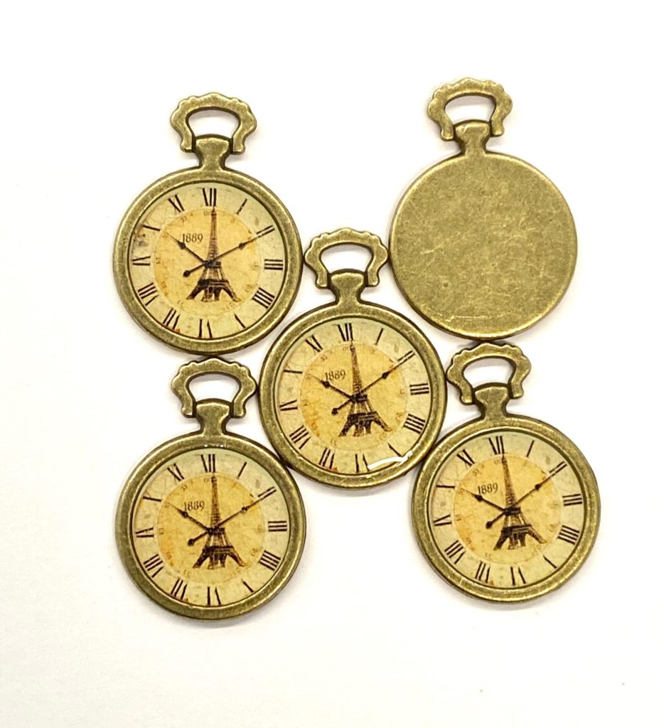 Steampunk klok 1, set van 5 stuks