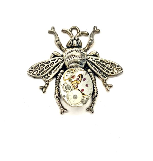 Steampunk kettinghanger uurwerk-bij zilver