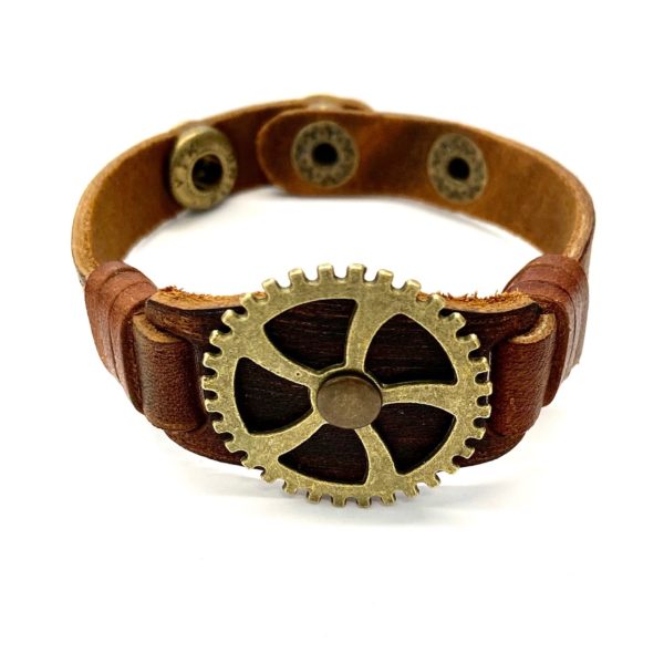 Steampunk leren armband 119