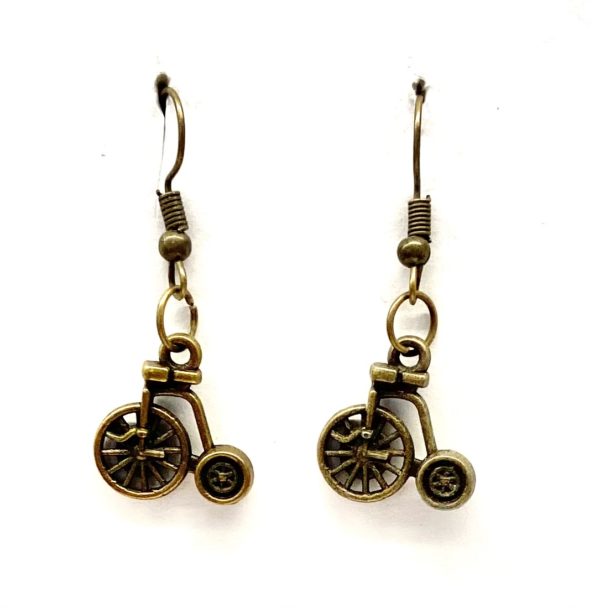 Steampunk oorbellen 90 met mini velo