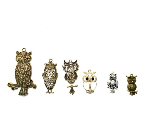 Steampunk uil-mix, set van 6 stuks