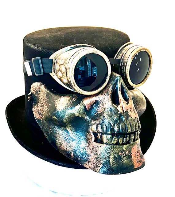 Steampunk hoed Geert met masker, tot maat 61