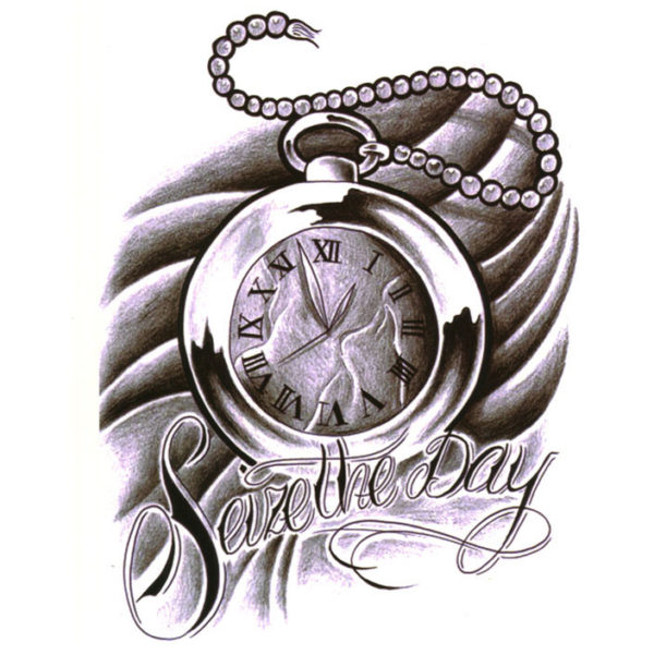 Steampunk tattoo sticker "Seize the day"