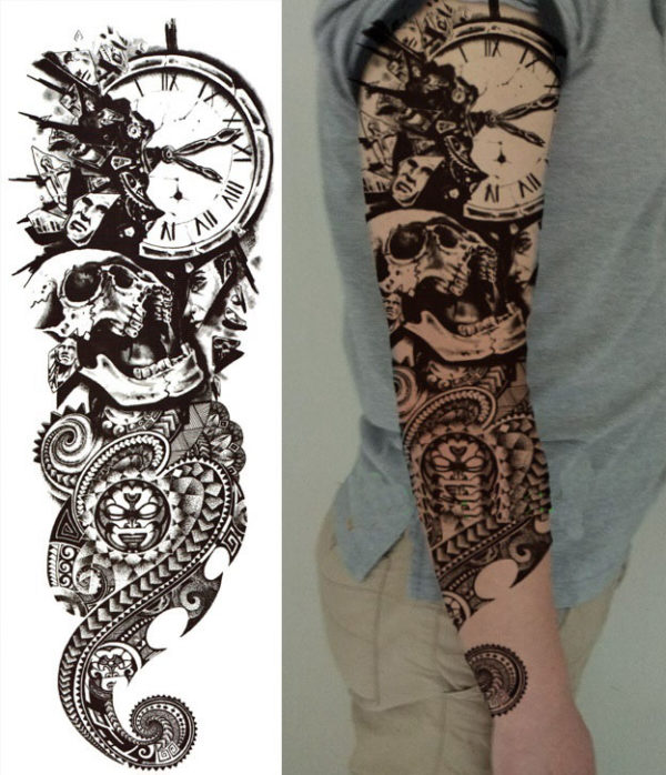 Steampunk tattoo sticker Shattered time