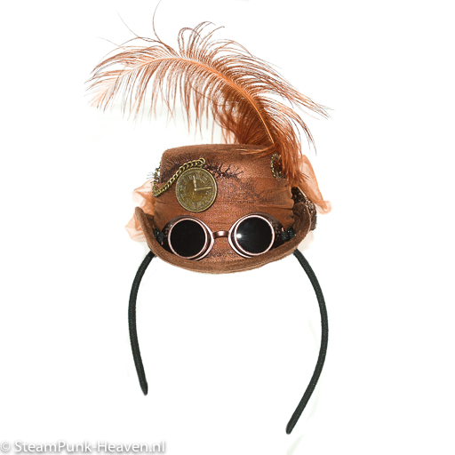 Steampunk mini hoed Tarja met mini bril