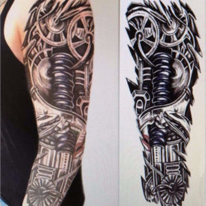 Steampunk tattoo sticker Gear arm