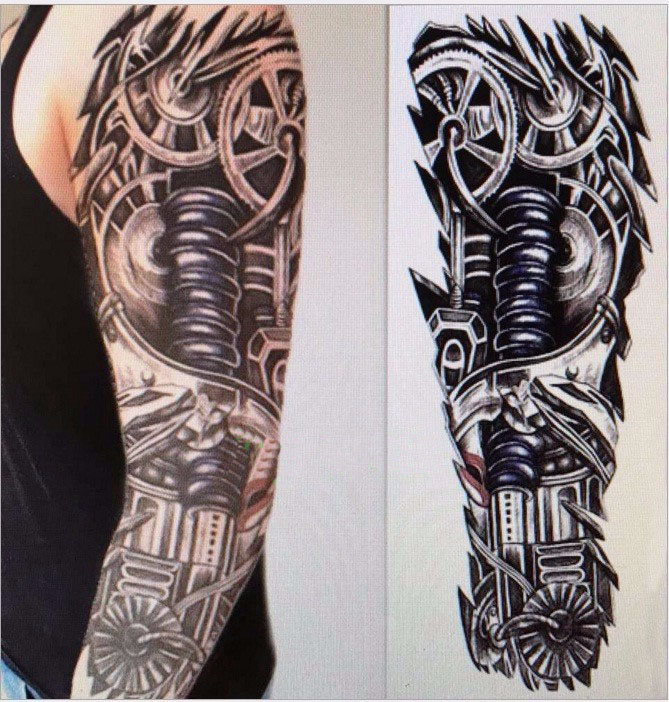 Steampunk tattoo sticker Gear arm