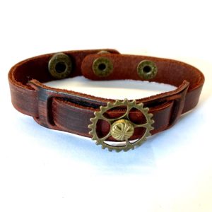 Steampunk leren armband 14