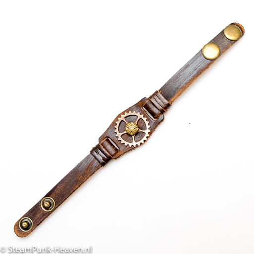 Steampunk leren armband 122