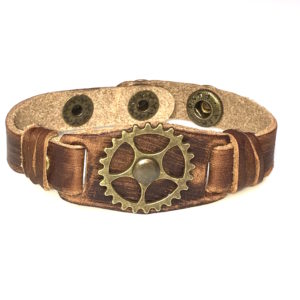 Steampunk leren armband 46