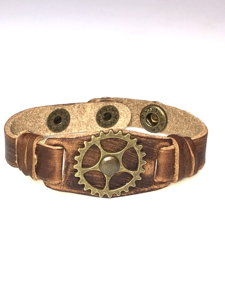 Steampunk leren armband 46