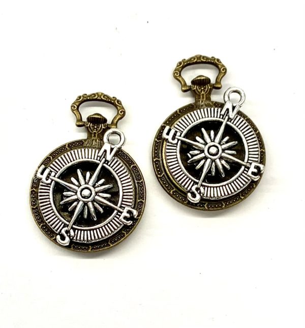 Steampunk kettinghanger windroos, set van 2 stuks