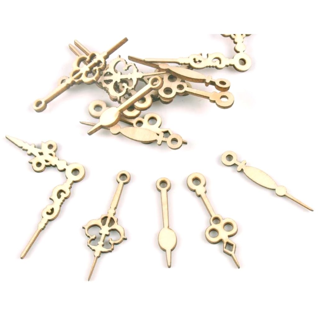 Steampunk klokwijzer-set, hout, 10 stuks