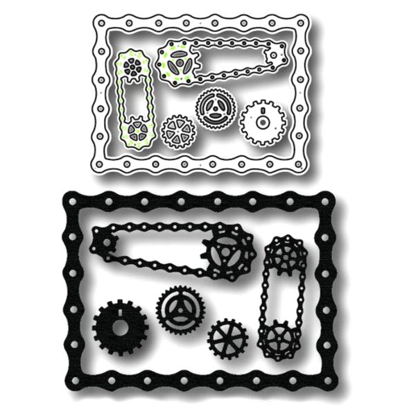 Steampunk stencil tandwielen Farn