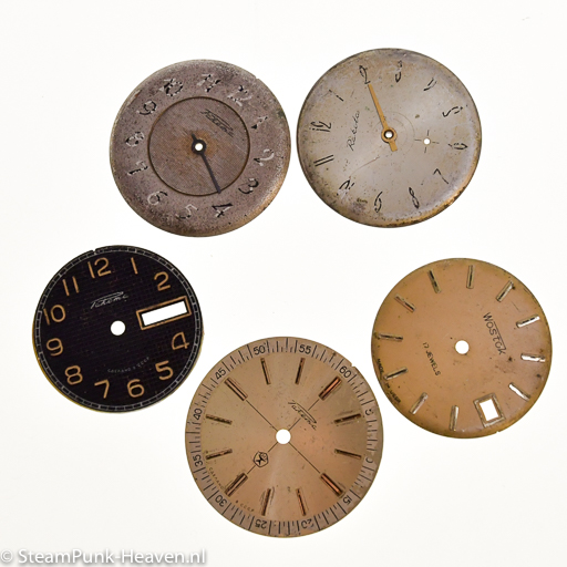 Steampunk horloge wijzerplaatjes, set van 5 stuks